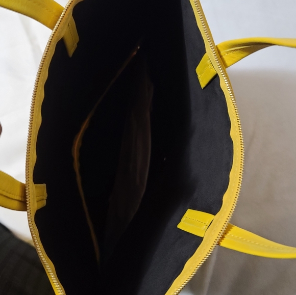 Céline Cabas Fold Over 3 way Tote Strap Yellow & White Leather Bag - Picture 9 of 11